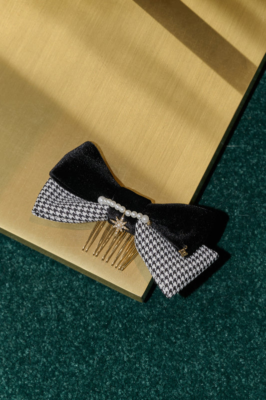 【1月下旬發送】Double Houndstooth Ribbon Comb