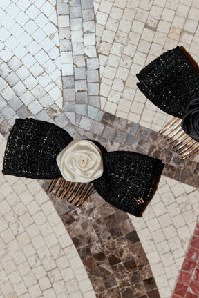 Classic Rose Tweed Ribbon Comb