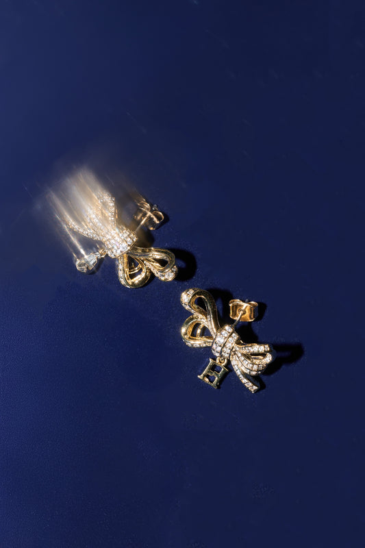 【gold】Crystal Ribbon Pierces