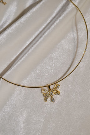 Double Crystal Ribbon Choker