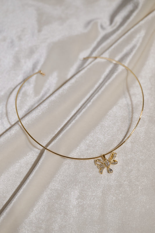 Double Crystal Ribbon Choker