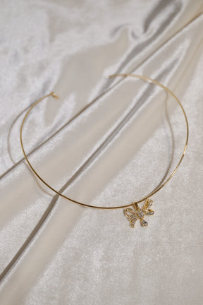 Double Crystal Ribbon Choker