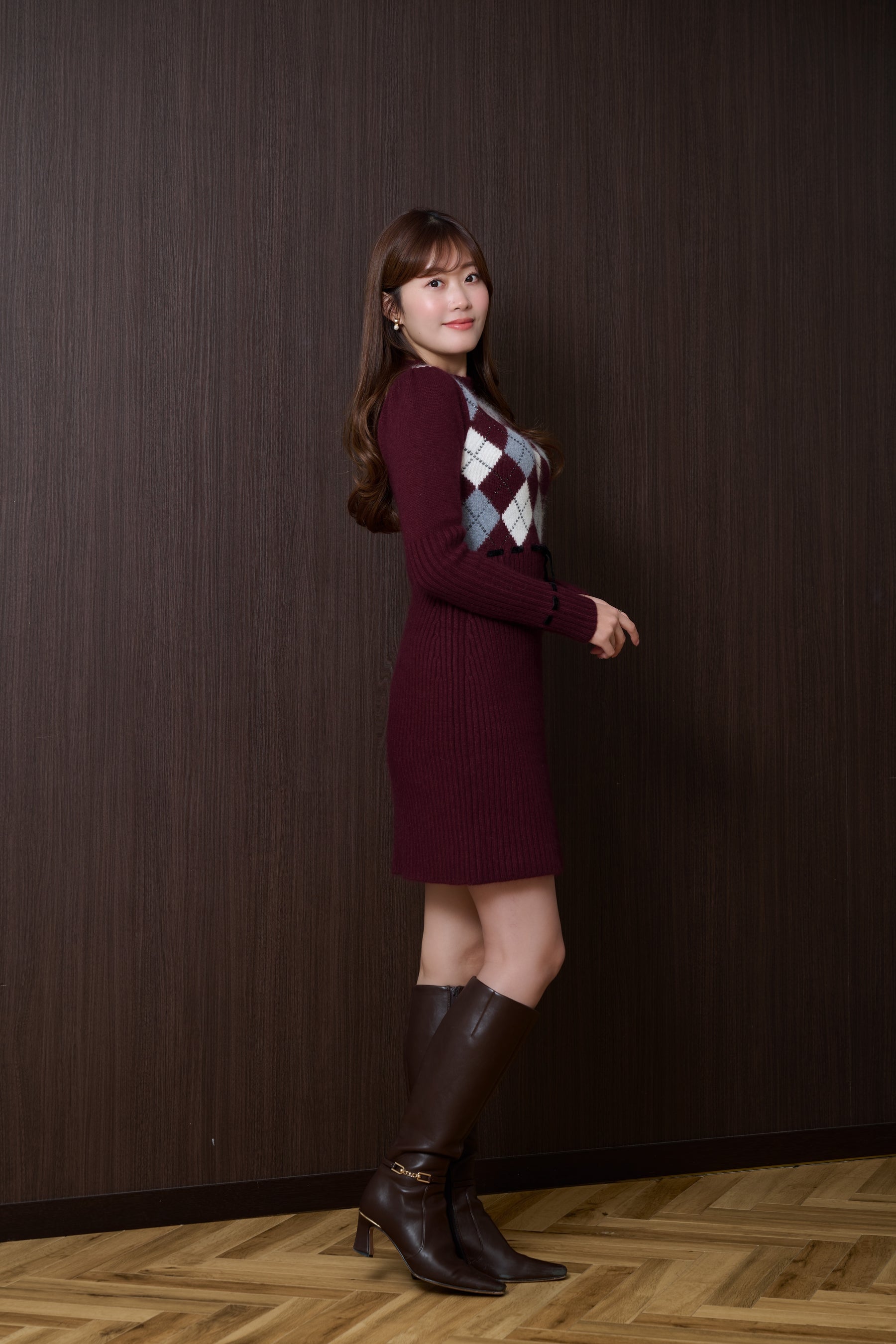Moor Argyle Ribbon Knit Dress