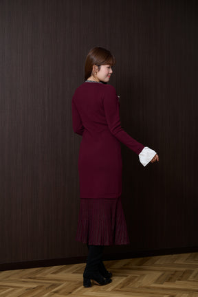 【burgundy】Isaline Long Knit Dress