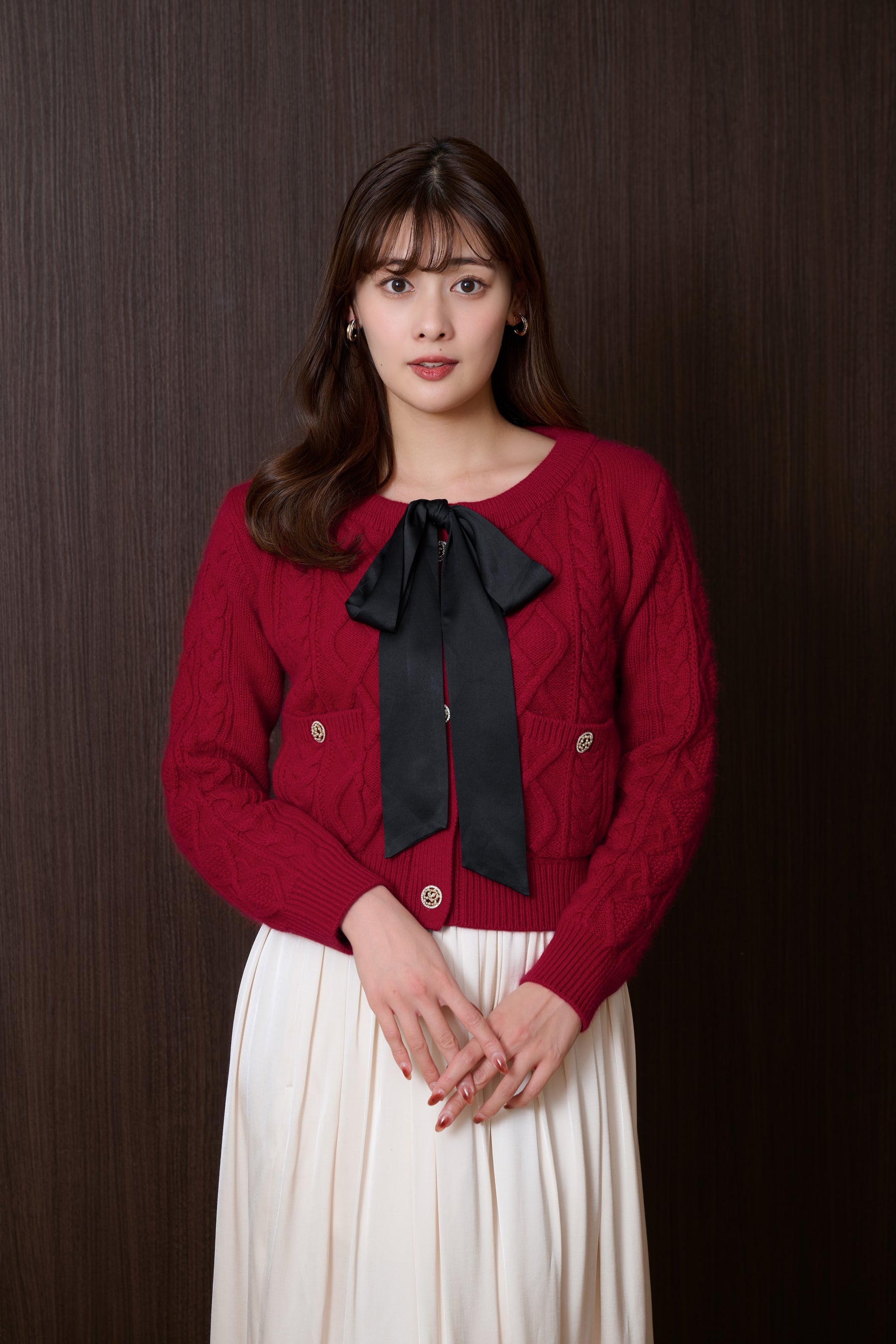 Aerienne Cable-Knit Ribbon Cardigan