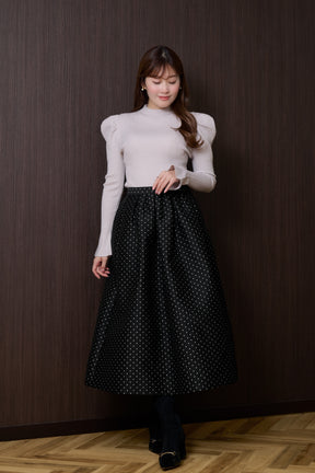 【1月上旬発送】【black】Dot Jacquard Flared Skirt