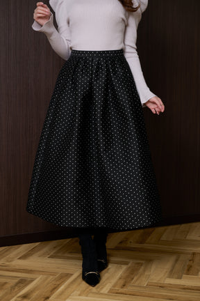 【1月上旬発送】【black】Dot Jacquard Flared Skirt
