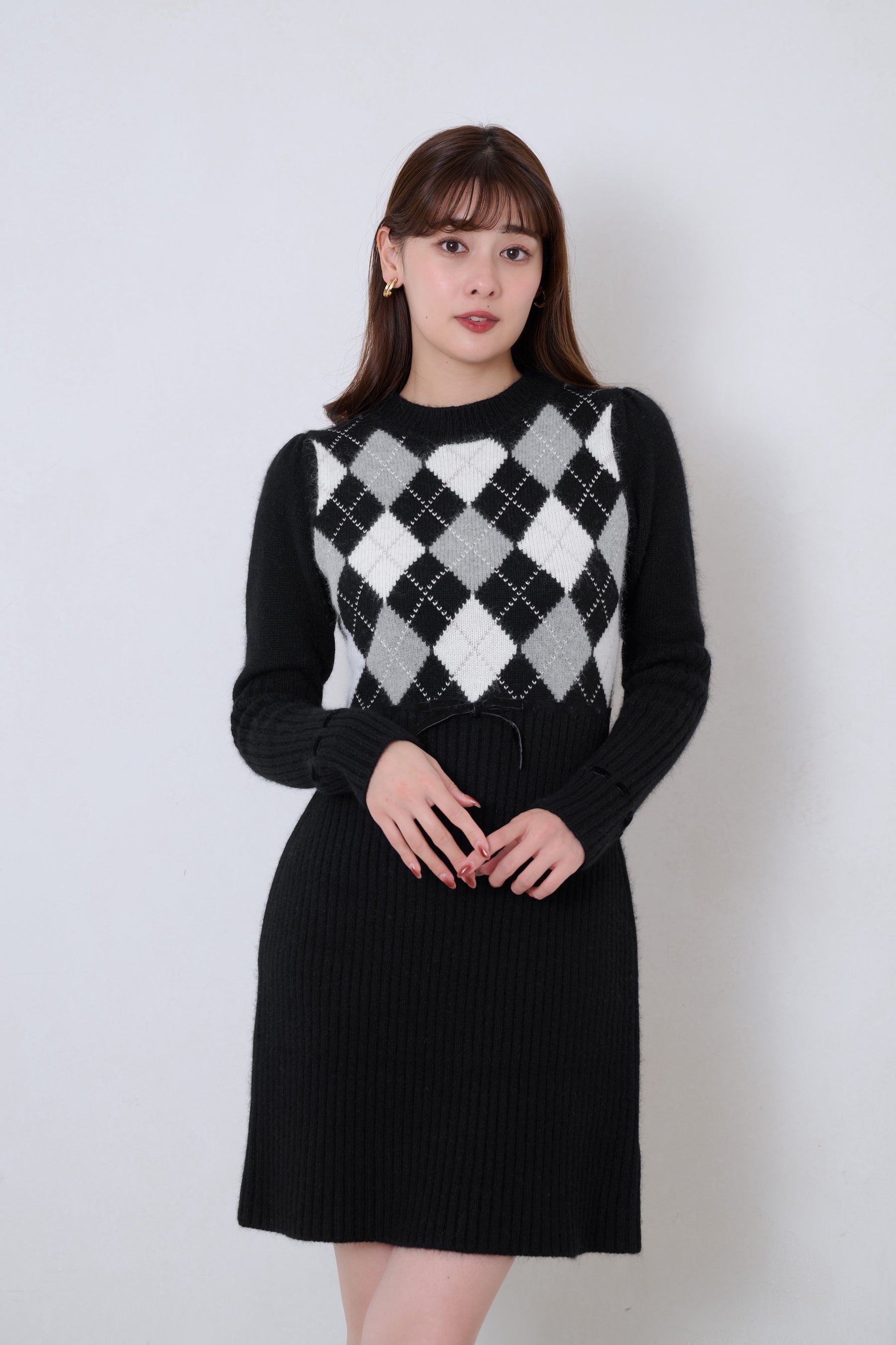 Moor Argyle Ribbon Knit Dress