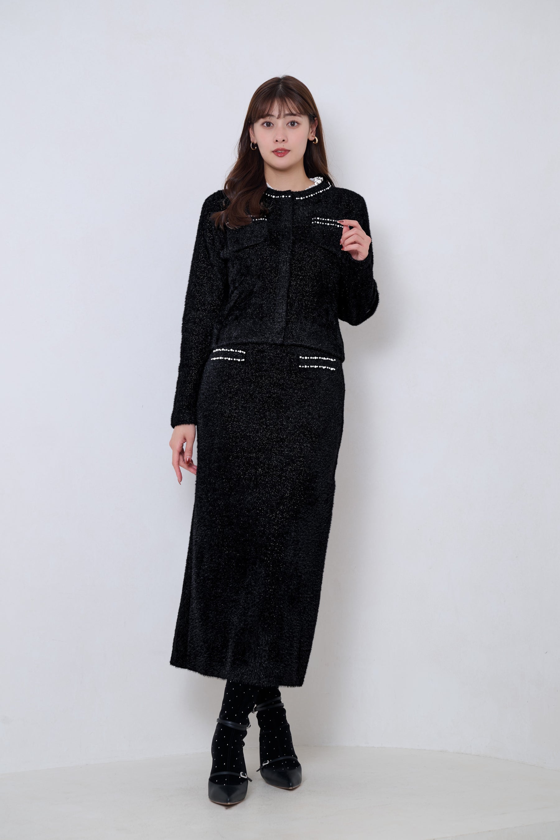 【crystal pink】Corinthia Shaggy Knit Set