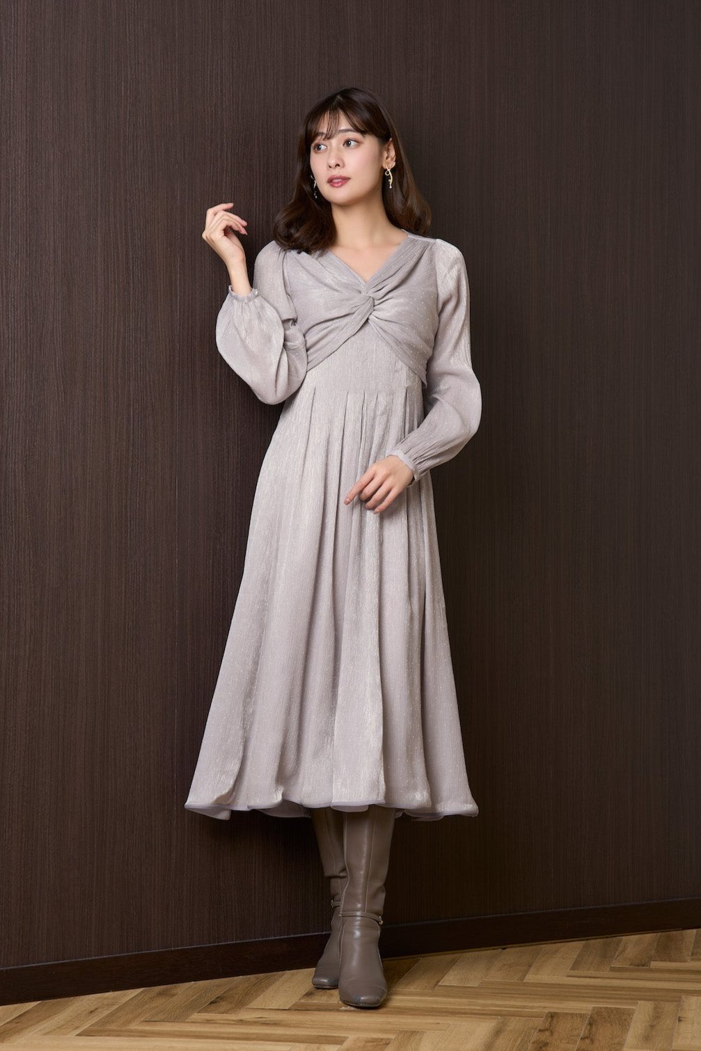 Moon Glow Dot Pleated Dress