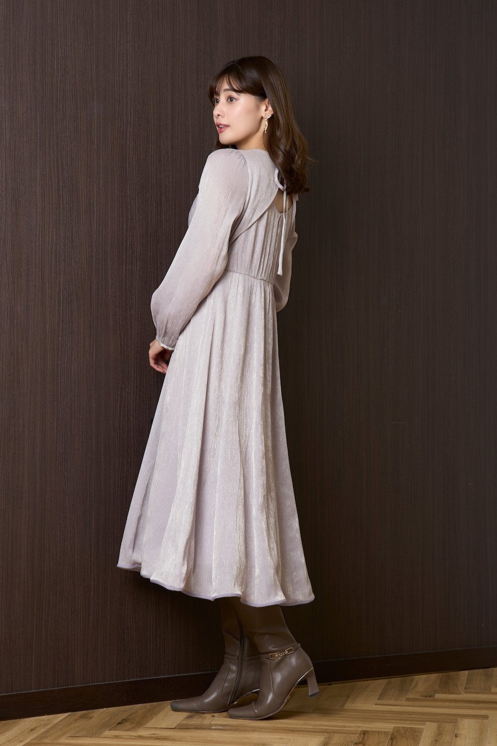 Moon Glow Dot Pleated Dress