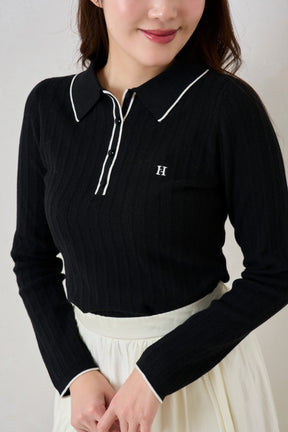 Pique Polo Knit Top