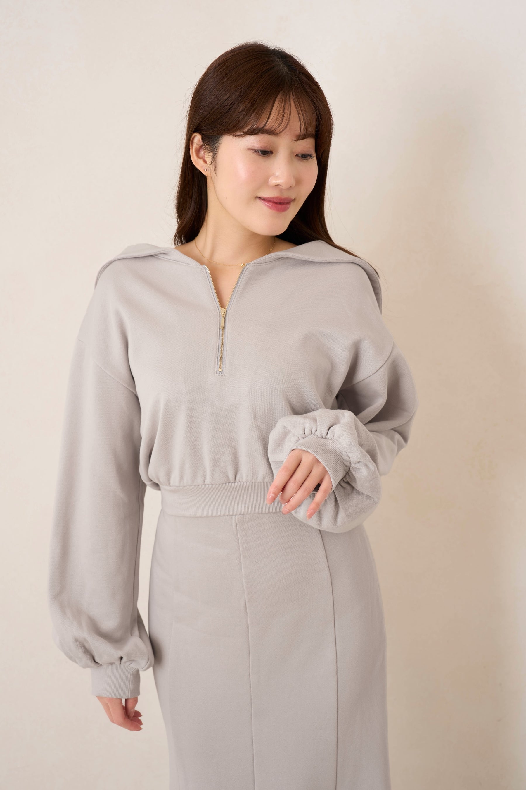 【新色】Half Zip Sweat Dress