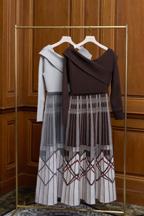 Layered Checked Knit Dress