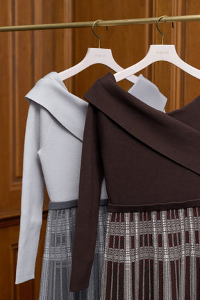 Layered Checked Knit Dress