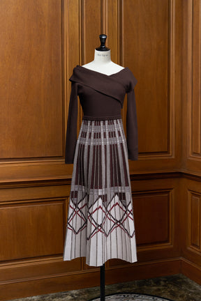 Layered Checked Knit Dress