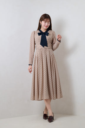 Heart Dot Bow Tie Chiffon Dress