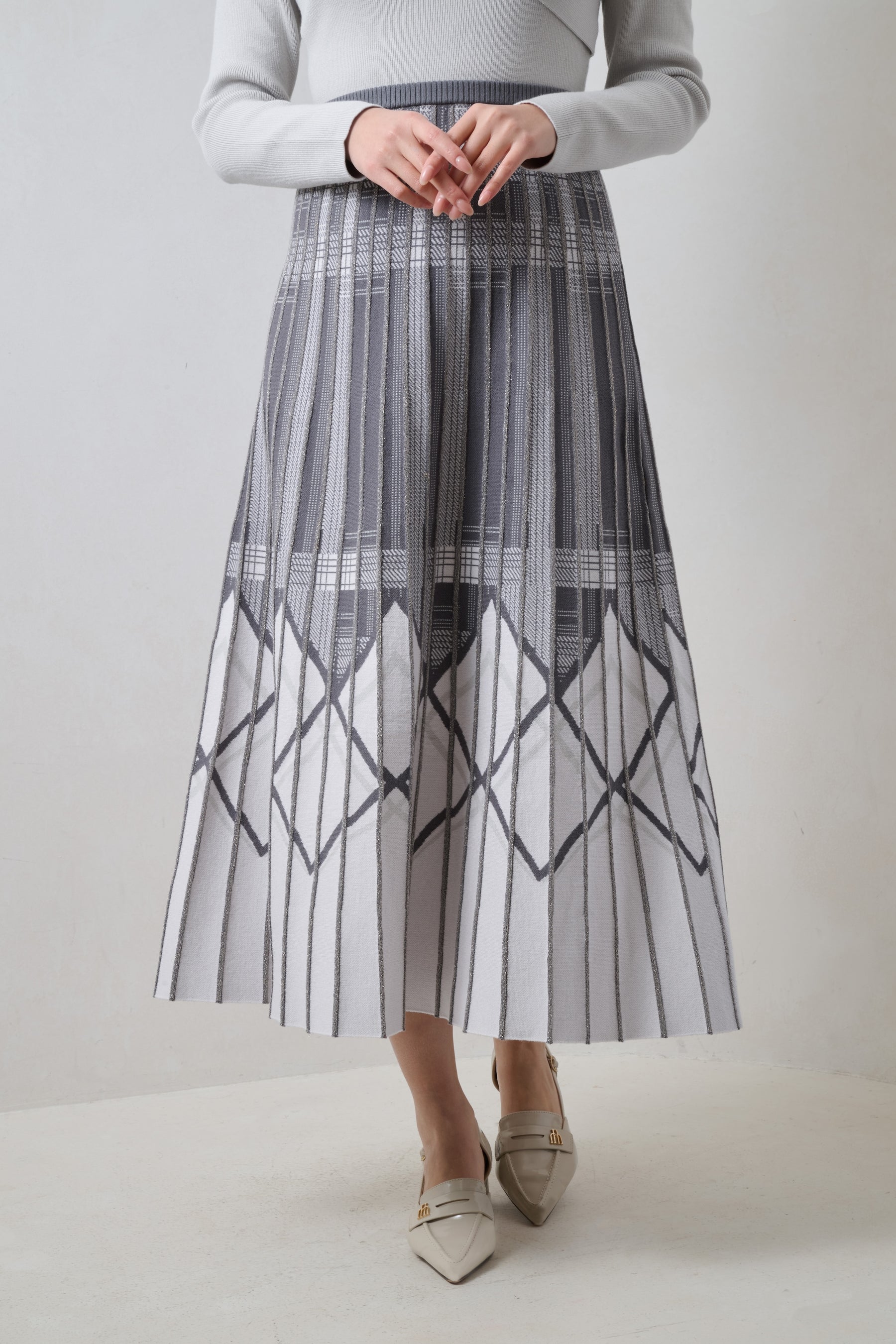 Layered Checked Knit Dress