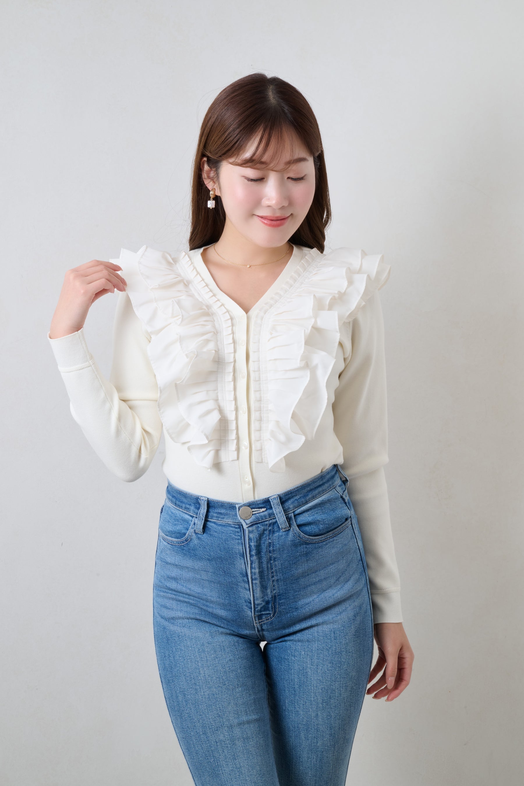 [Ships mid-January]Ruffle Pleated Knit Cardigan