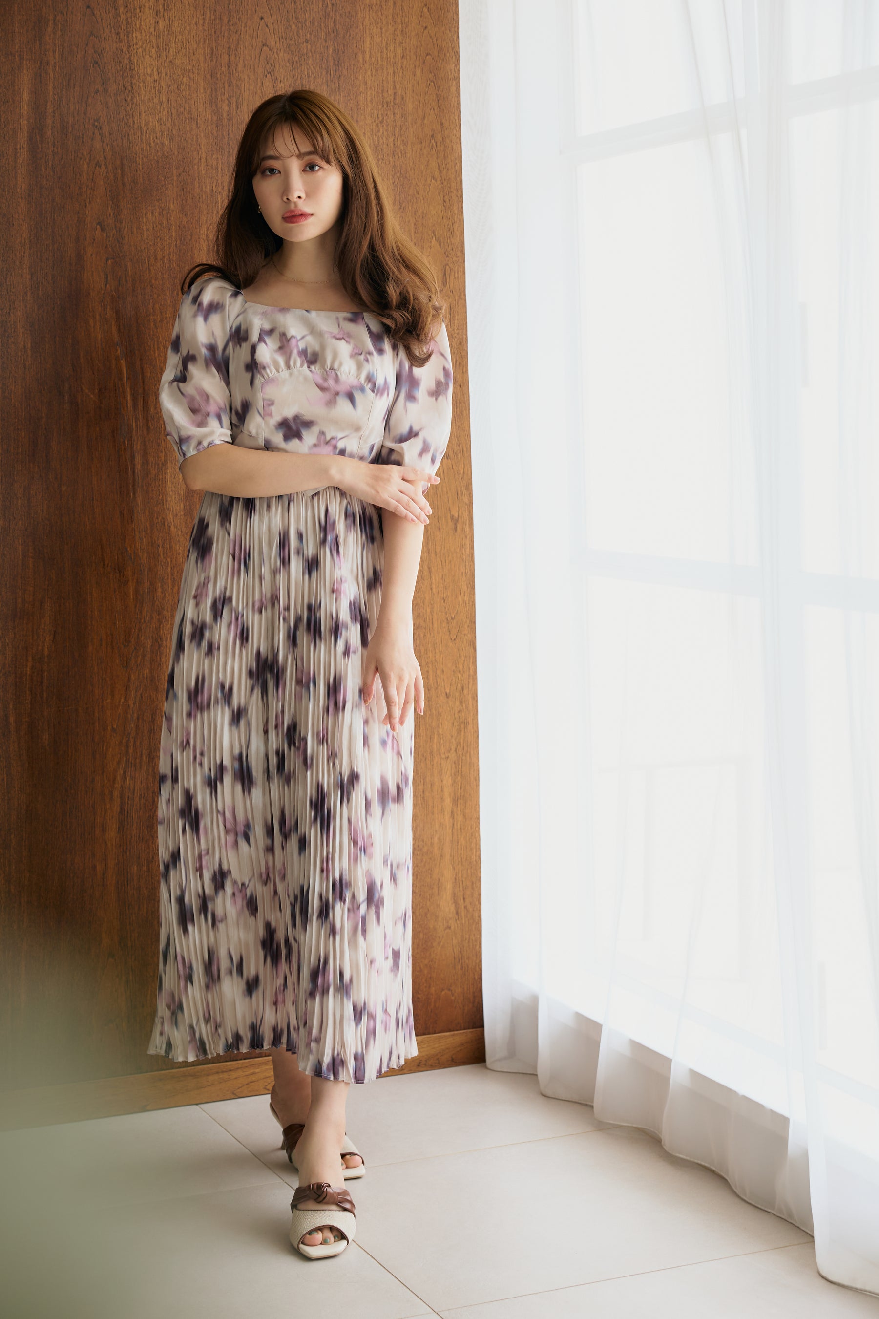 herlipto Blurring Pleated Long Dress ワンピ | mdh.com.sa