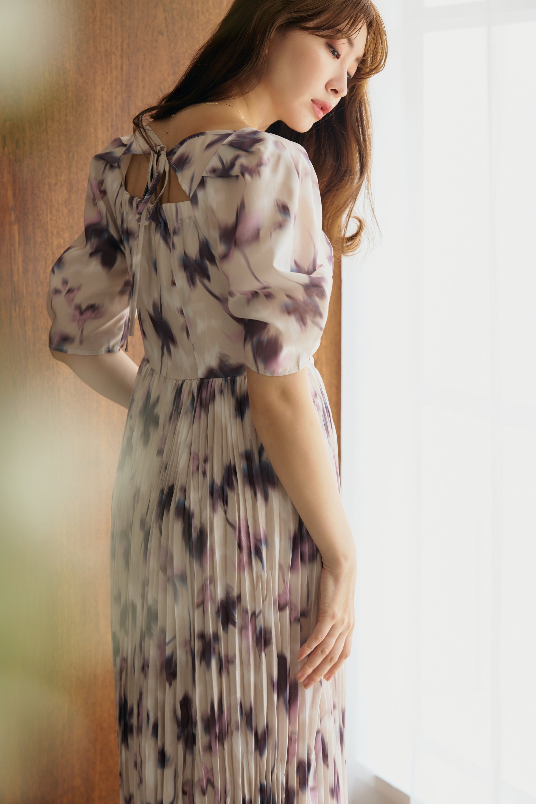 新品Blurring Pleated Long Dress♡S size