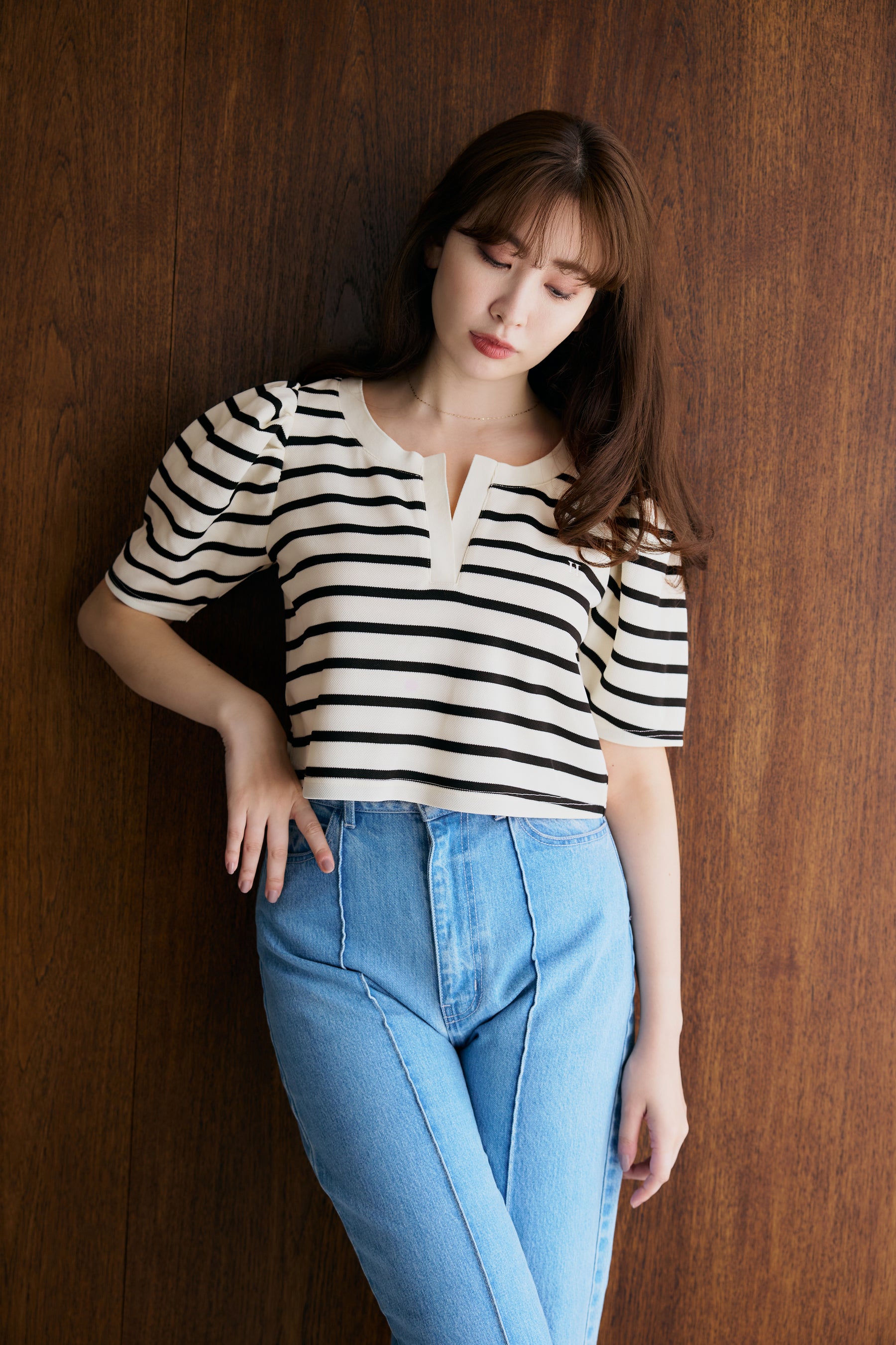 新品タグ付 herlipto Saint-Louis Striped Top