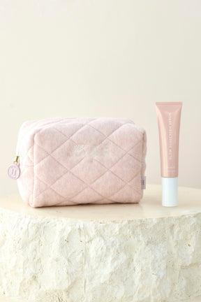 Diamond Quilted Cosmetic Pouch - GLOW SUNSCREEN SERUM SET -