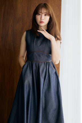 Trimming Denim Effect Dress