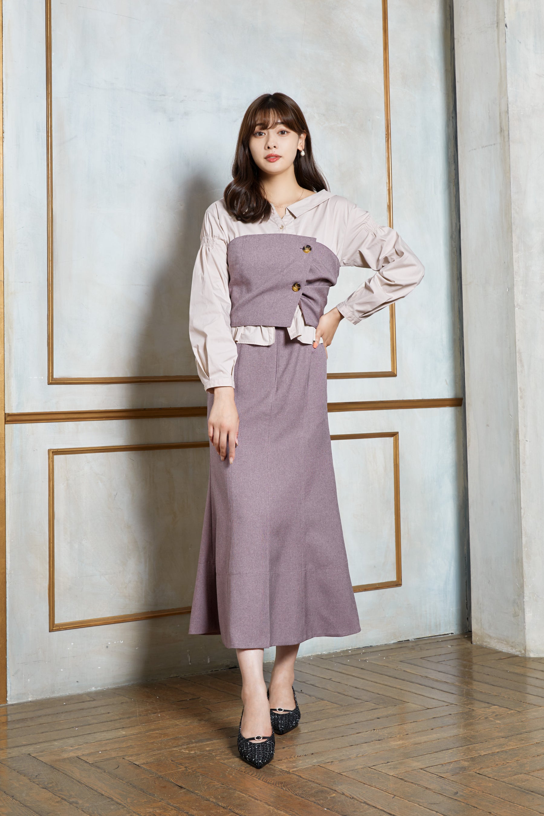 完売色 herlipto Carette Docking Shirt Dress - ワンピース