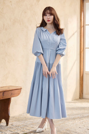 【新色】Pleated Open Shirt Dress