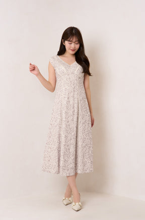[New color] Lace Trimmed Floral Dress