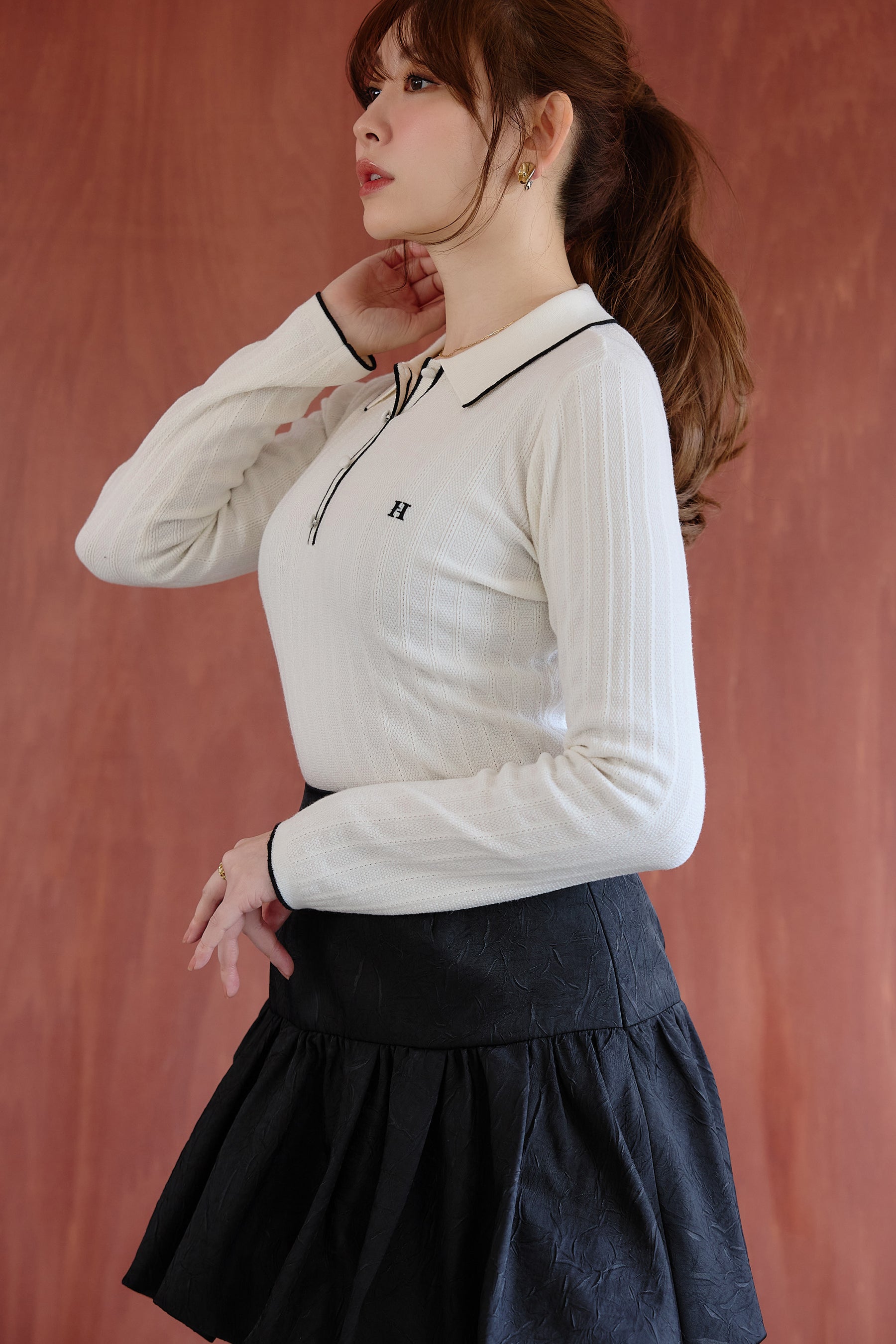 Pique Polo Knit Top