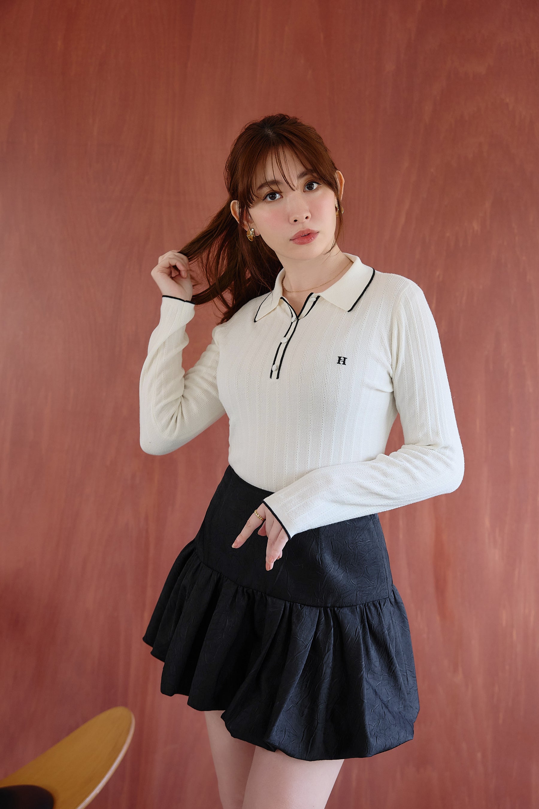 Pique Polo Knit Top