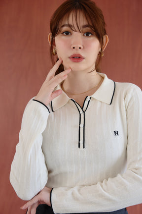 Pique Polo Knit Top