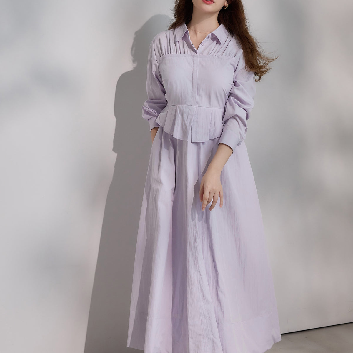 消費税無し Peplum Poplin Dress Shirt ワンピース