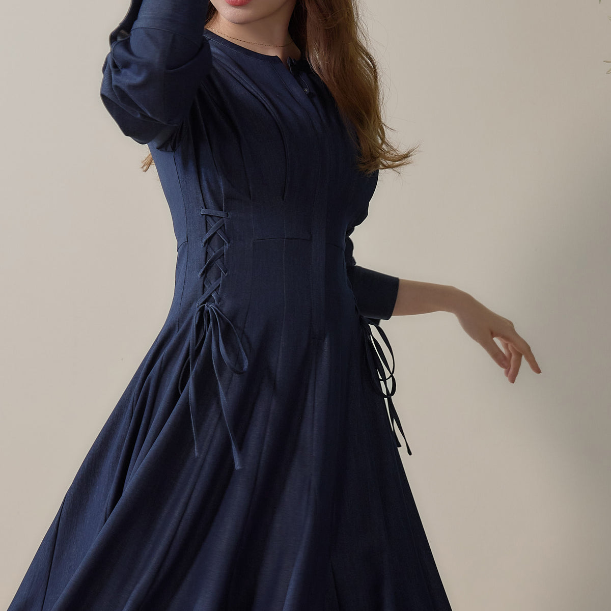 Side Lace-Up Long Dress