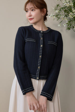 [Shipping in mid-February] Cotton-Blend Jacquard Cardigan