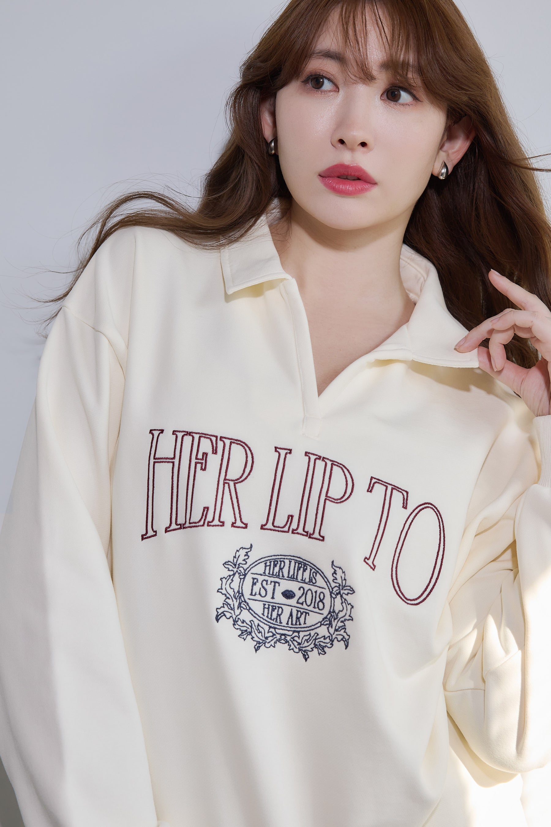 Embroidery Polo Sweatshirt