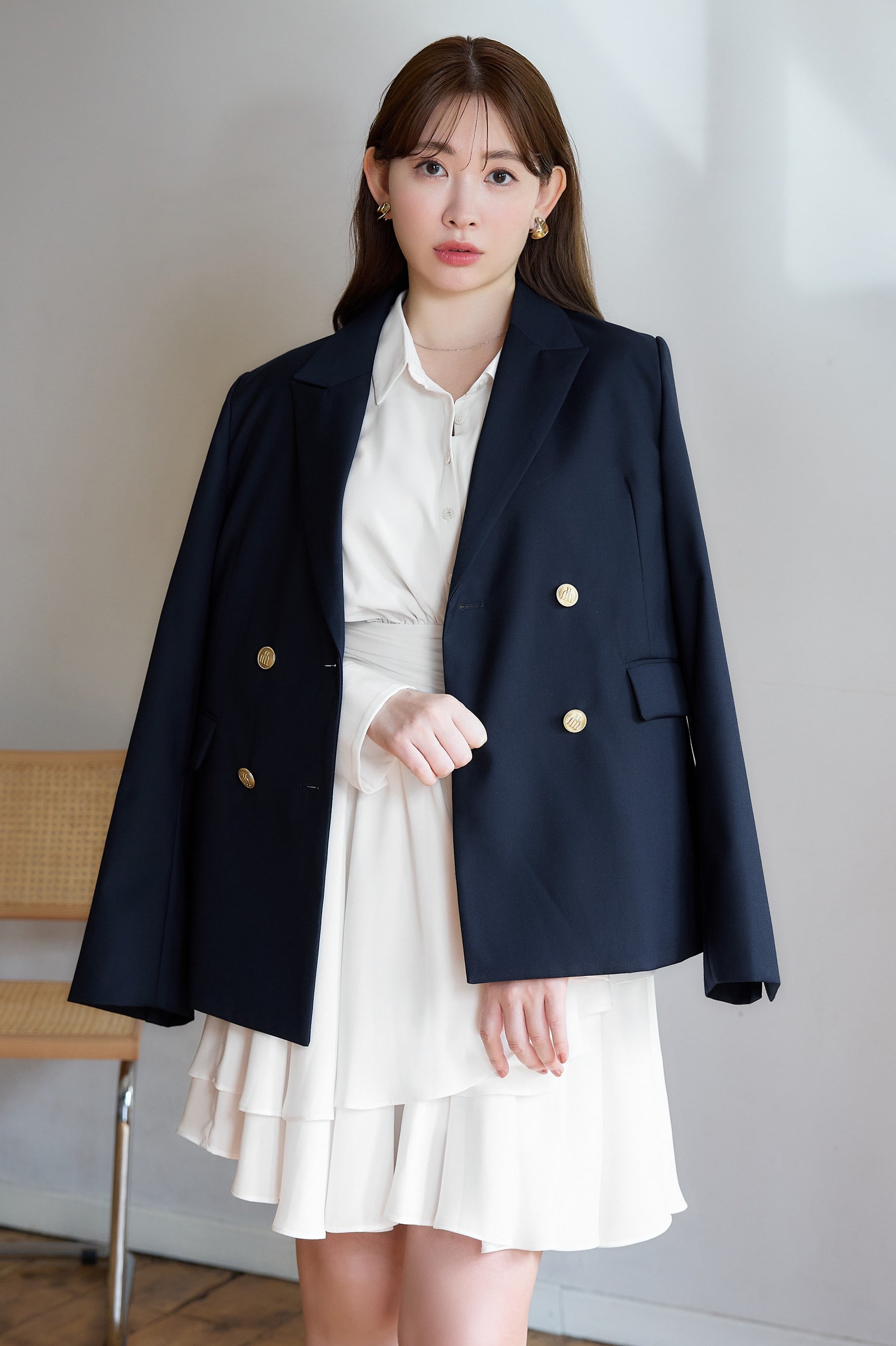 Trois Gold Button Blazer