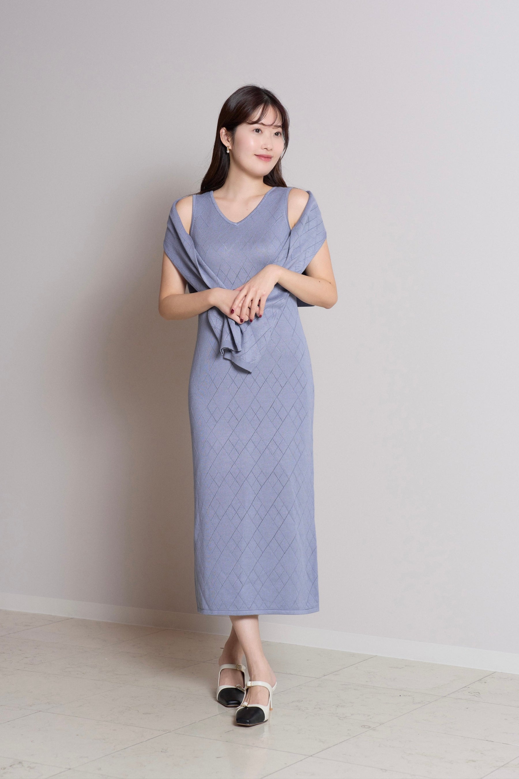 Diamond Pattern Knit Dress Set