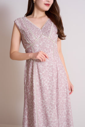 【新色】Lace Trimmed Floral Dress