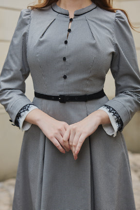 [Ships mid-November] Classic Monochrome Check Midi Dress