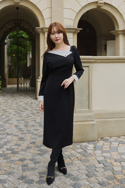 11月上旬発送】Asymmetrical Collar Dress