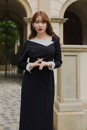 [Shipping in early November] Asymmetrical Collar Dress
