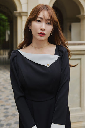 [Shipping in early November] Asymmetrical Collar Dress