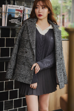 Sailor-Collar Cable Knit Pullover