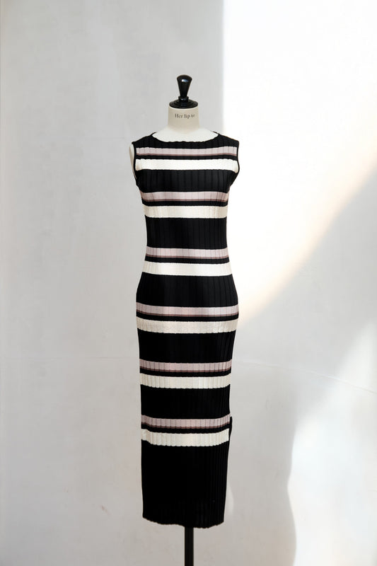 【新色】Cotton Striped Ribbed Knit Dress