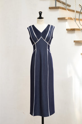 Lace Trimmed Chambray Dress