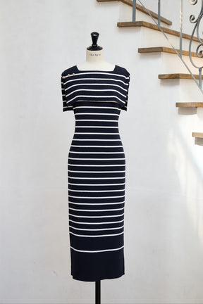 Square Collar Striped Dress