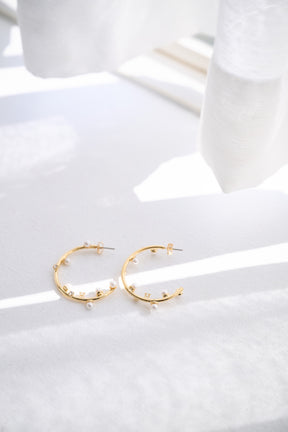 Crystal Pearl Hoop Pierces